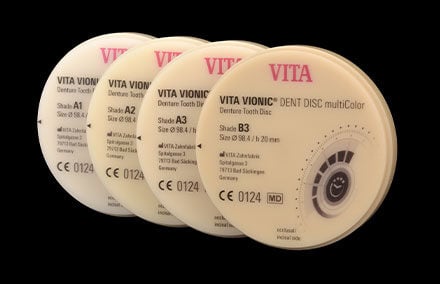 9. The dental material was fabricated from VITA VIONIC DENT DISC multiColor.