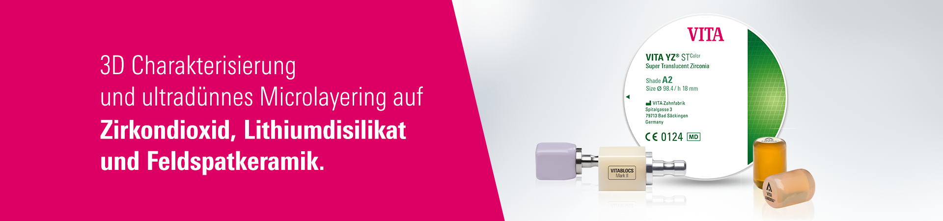 Microlayering auf Zirkonoxid, Lithiumdisilikat und Feldspatkeramik.