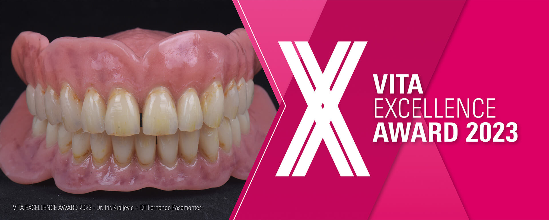 Eine Zahnprothese neben dem Logo des ITA Excellence Awards 2023